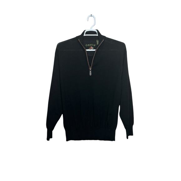 Orvis black wool long sleeves 1/4 Zip Pullover Sweater size Large - Picture 6 of 9